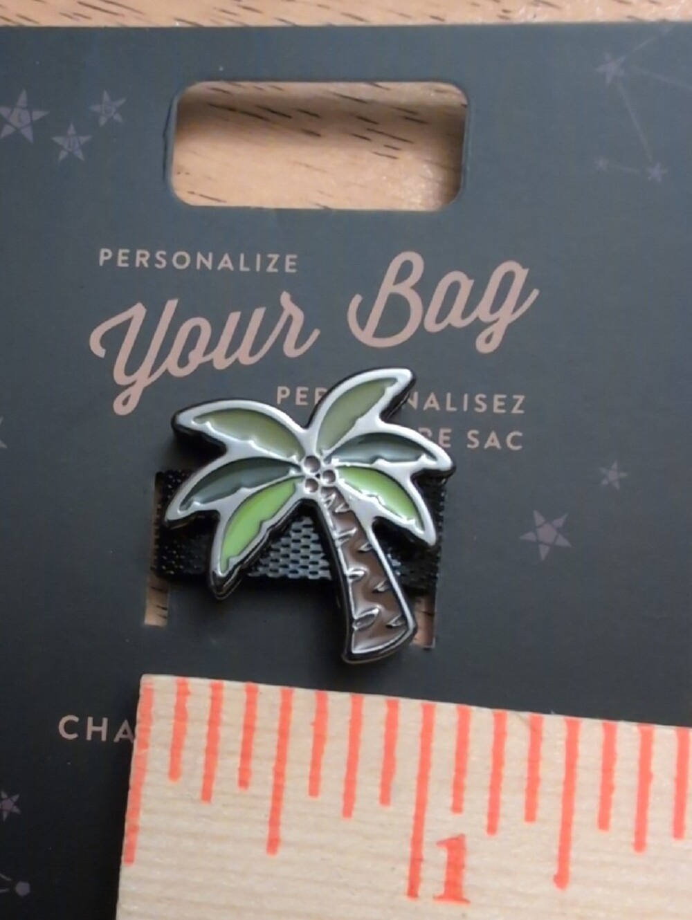 lug Palm Tree Bag Charm in Green and Brown - Picture 2 of 3